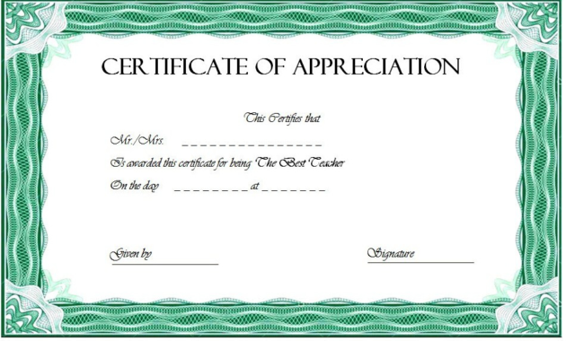 Teacher Appreciation Certificate Free Printable 10 Designs With Regard To Best Teacher Certificate Templates Free