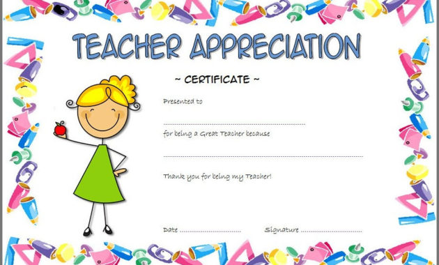 Teacher Appreciation Certificate Template 5 Paddle At For Classroom Certificates Templates
