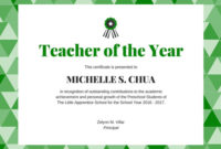 Teacher Of The Year Award Certificate Templatescanva Throughout Quality Best Teacher Certificate Templates Free
