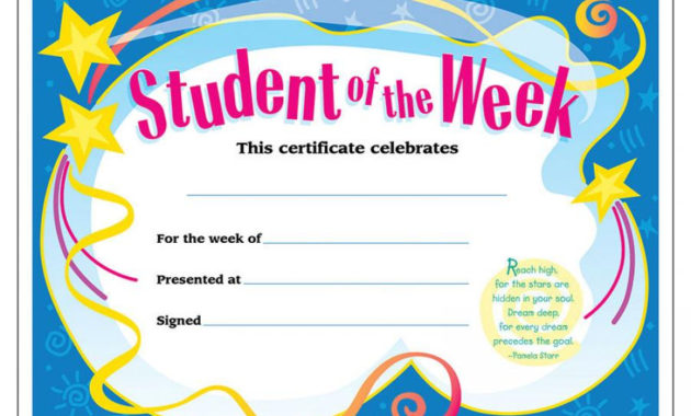 Teachersparadise Certificate Student Of The Week 30 Intended For Student Of The Week Certificate