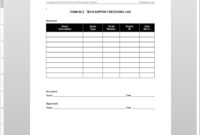 Tech Support Receiving Log Template Throughout Shipping Log Template