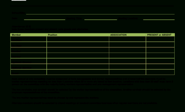 Template Safety Committee Meeting Minutes Template Osha For Amazing Safety Meeting Minutes Template