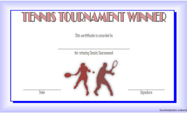 Tennis Tournament Certificate Templates 8 Sporty Designs Inside Awesome Tennis Certificate Template Free