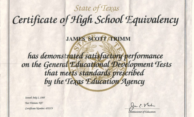 Texas Ged Certificate Hozzt For Ged Certificate Template For Ged Certificate Template