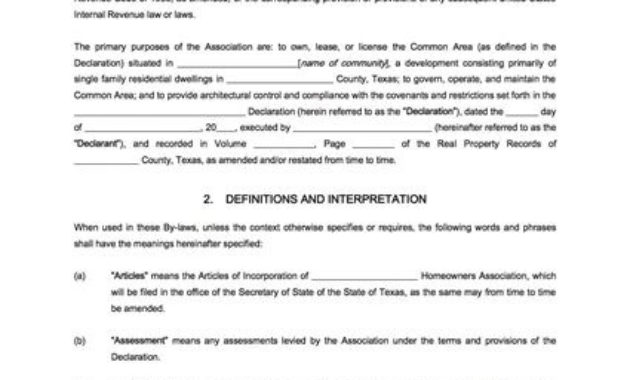 Texas Homeowners Association Bylaws Legal Forms And Pertaining To Homeowners Association Meeting Agenda Template