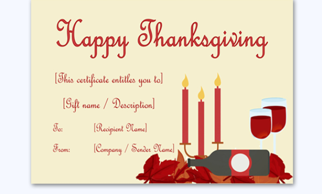 Thanksgiving Gift Certificate Template Dinner Word Layouts Pertaining To Free Dinner Certificate Template Free