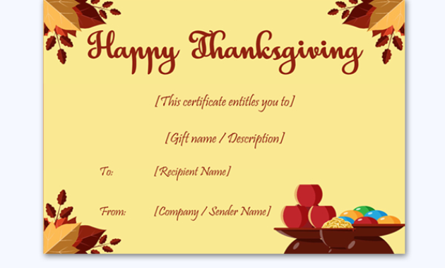 Thanksgiving Gift Certificate Template Skin Word Layouts In Best Thanksgiving Gift Certificate Template Free