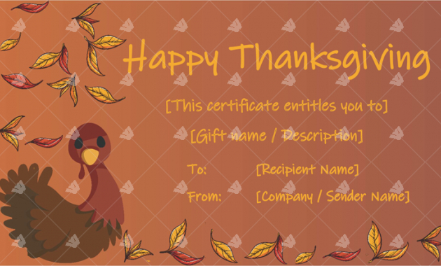 Thanksgiving Gift Certificate Template Turkey Word Layouts In Thanksgiving Gift Certificate Template Free