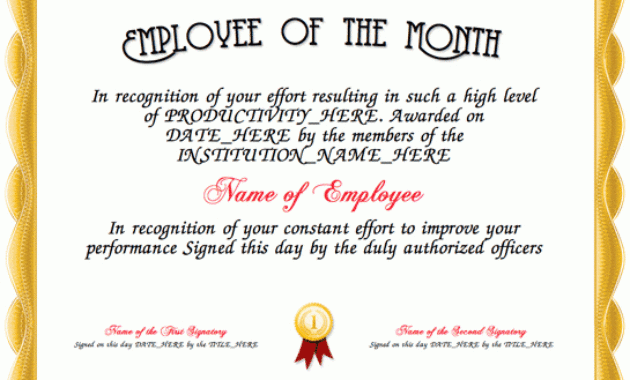 The Gallery For Employee Of The Year Award Wording For Free Employee Of The Year Certificate Template Free