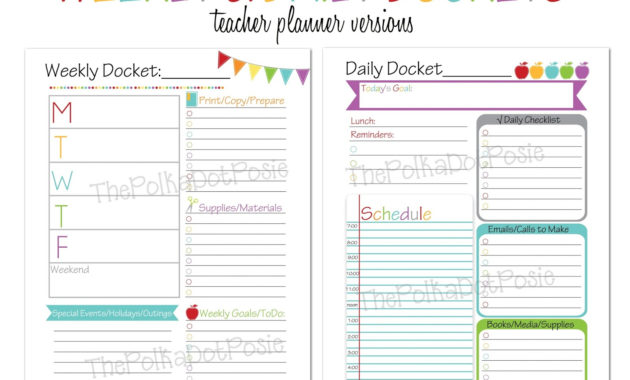 The Polka Dot Posie New Teacher Homeschool Planners Within Agenda Template For Students