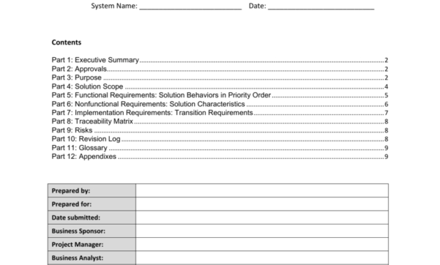 This Business Requirements Document Template Conforms To In Example Business Requirements Document Template