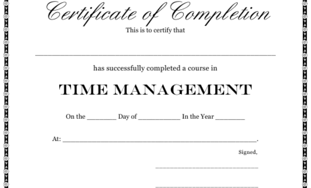 Time Management Course Completion Certificate Template For Free Anger Management Certificate Template