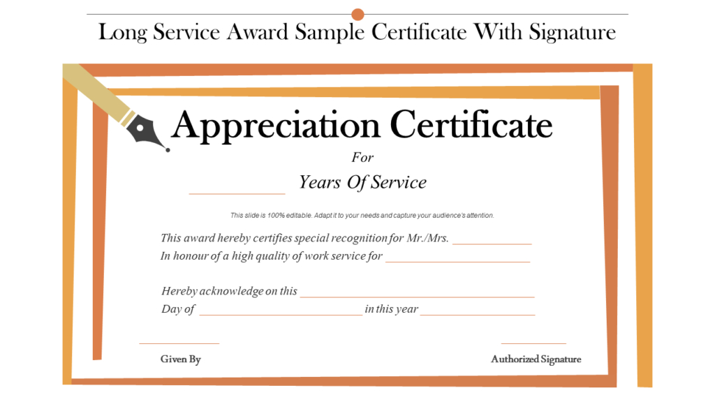 Top 25 Certificates Powerpoint Templates Used With Regard To Long Service Certificate Template Sample