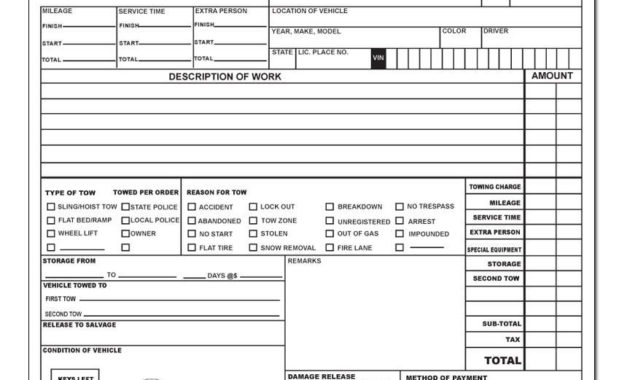 Tow Truck Receipt Book ⋆ Wwwscotlandbycamper Www With Towing Business Plan Template