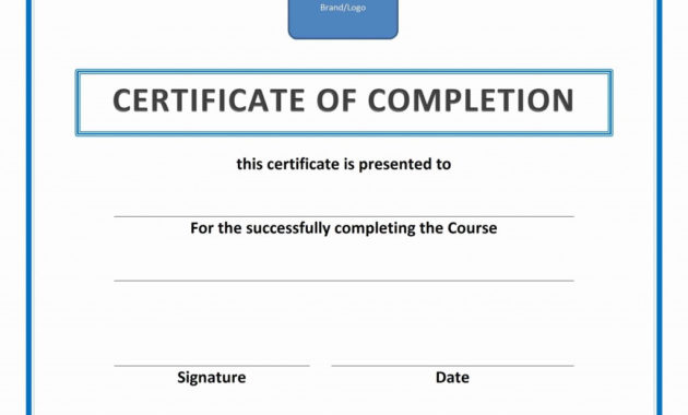 Training Certificate Of Completion With Best Certificate Of Completion Template Word