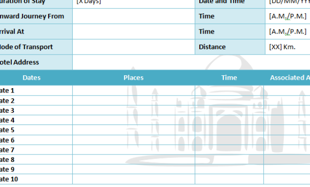 Travel Itinerary Template My Excel Templates With Regard To Sample Business Travel Itinerary Template