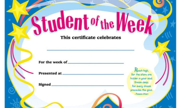 Trend Student Of The Week Certificate Quickship Inside Free Star Of The Week Certificate Template