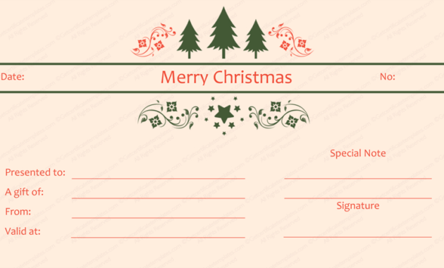 Triple Tree Christmas Gift Certificate Template With Regard To Gift Certificate Log Template