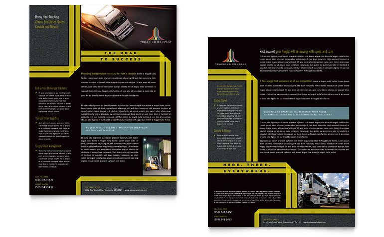 Trucking Transport Datasheet Template Word Publisher Intended For Transport Business Cards Templates Free
