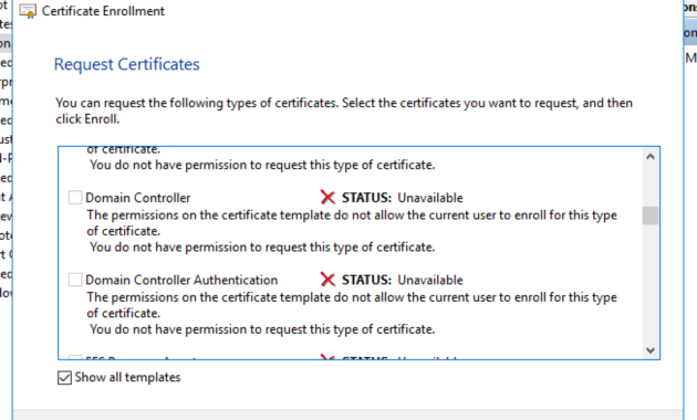 Unable To Request New Certificate From Nps Server For With Quality Domain Controller Certificate Template