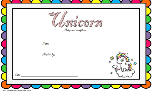 Unicorn Adoption Certificate Free Printable 7 Great Ideas Pertaining To Kindness Certificate Template 7 New Ideas Free