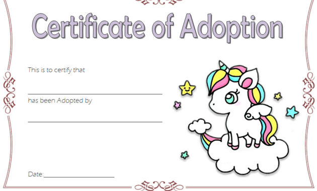 Unicorn Adoption Certificate Templates 7 Wonderful For Free Stuffed Animal Birth Certificate Templates