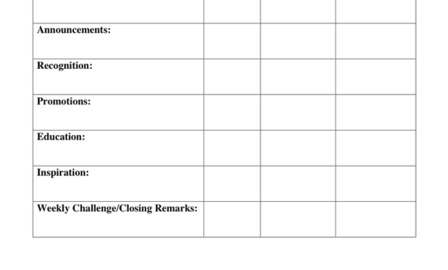 Unit Meeting Agenda In Word And Pdf Formats Throughout Weekly One On One Meeting Agenda Template