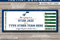 Utah Jazz Game Ticket Gift Voucher Printable Surprise Inside Basketball Gift Certificate Template