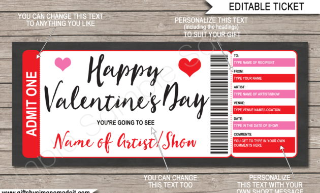 Valentine'S Day Concert Ticket Gift Voucher Template Regarding Best Valentine Gift Certificate Template