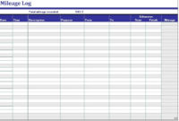 Vehicle Mileage Log Template 8 Free Printable Excel Inside Vehicle Mileage Log Template