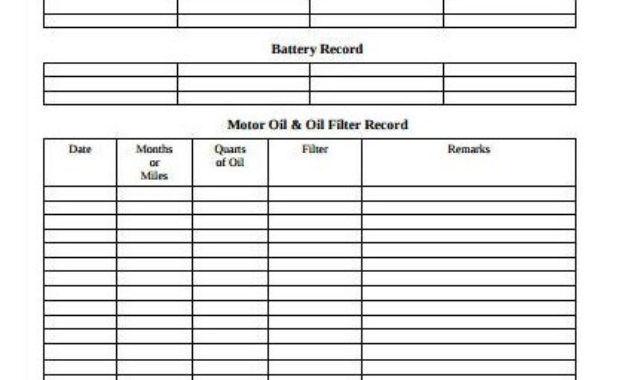 Vehicle Repairing Log Templates 5 Free Printable Word In Building Maintenance Log Template