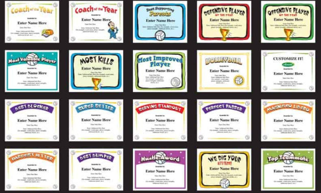 Volleyball Certificate Templates Printable Customizable Regarding Awesome Job Well Done Certificate Template 8 Funny Concepts