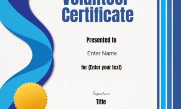 Volunteer Certificate Of Appreciation Customize Online With Regard To Best Volunteer Of The Year Certificate Template