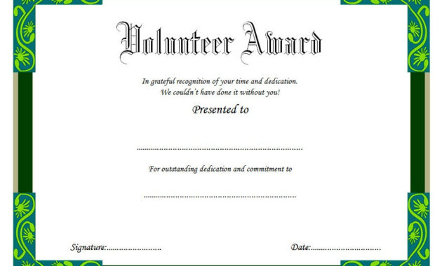 Volunteer Certificate Templates 10 Best Designs Free Inside Amazing Outstanding Effort Certificate Template