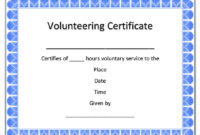 Volunteer Certificate Templates Best Samples Intended For Best Volunteer Certificate Templates