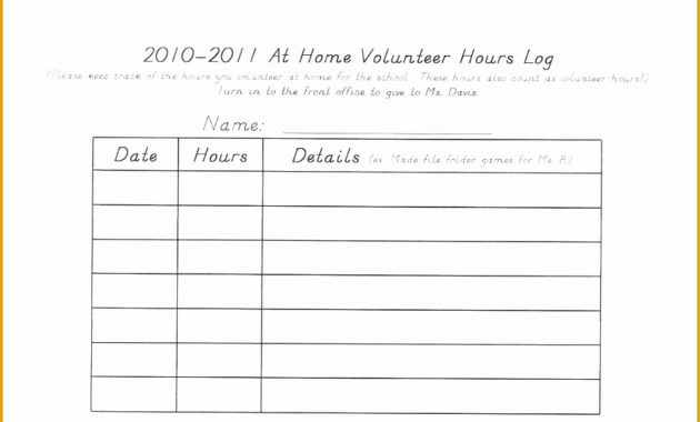 Volunteer Hours Log Template Excel Unique Form Templates Intended For Amazing Volunteer Hours Log Sheet Template