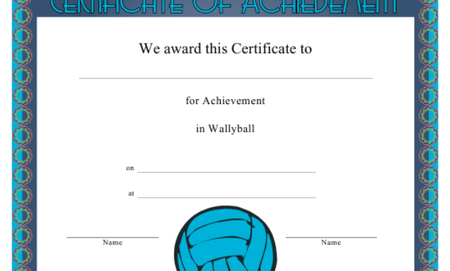 Wallyball Certificate Of Achievement Template Download Intended For Awesome Netball Achievement Certificate Template