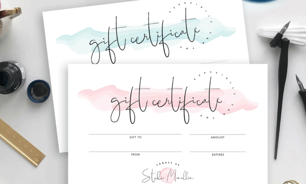 Watercolor Gift Voucher Template Printable Elegant Gift Intended For Free Elegant Gift Certificate Template