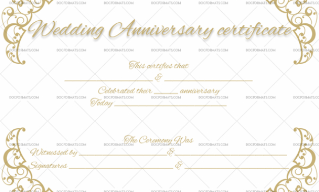 Wedding Anniversary Certificate Template 22 Editable Intended For Marriage Certificate Template Word 10 Designs
