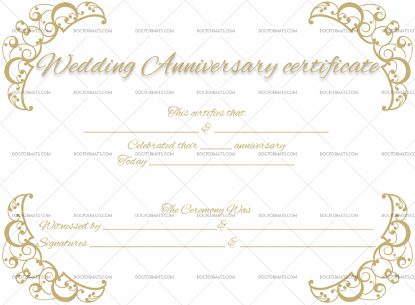 Wedding Anniversary Certificate Template 22 Editable Intended For Marriage Certificate Template Word 10 Designs