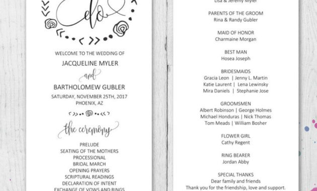 Wedding Program Template Wedding Program Printable In Awesome Wedding Ceremony Agenda Template