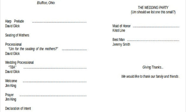 Wedding Program Templates 15 Free Word Pdf Psd Inside Wedding Reception Agenda Template