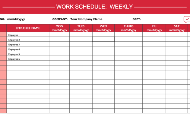 Weekly Employee Shift Schedule Template Excel Inside Training Cost Estimate Template