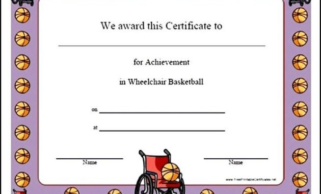 Wheelchair Basketball Certificate Sample Templates Inside Basketball Tournament Certificate Template