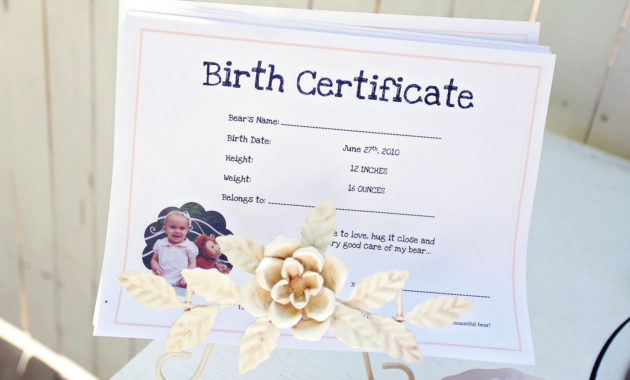 Whimsical And Vintage Chic Teddy Bear And Daisy Theme Intended For Awesome Amazing Teddy Bear Birth Certificate Templates Free