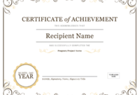 Word Certificate Of Achievement Template Professional Inside Scholarship Certificate Template Word