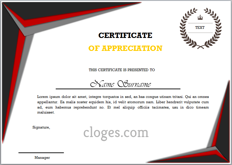 Word Certificate Of Appreciation Template Intended For Certificate Of Recognition Word Template