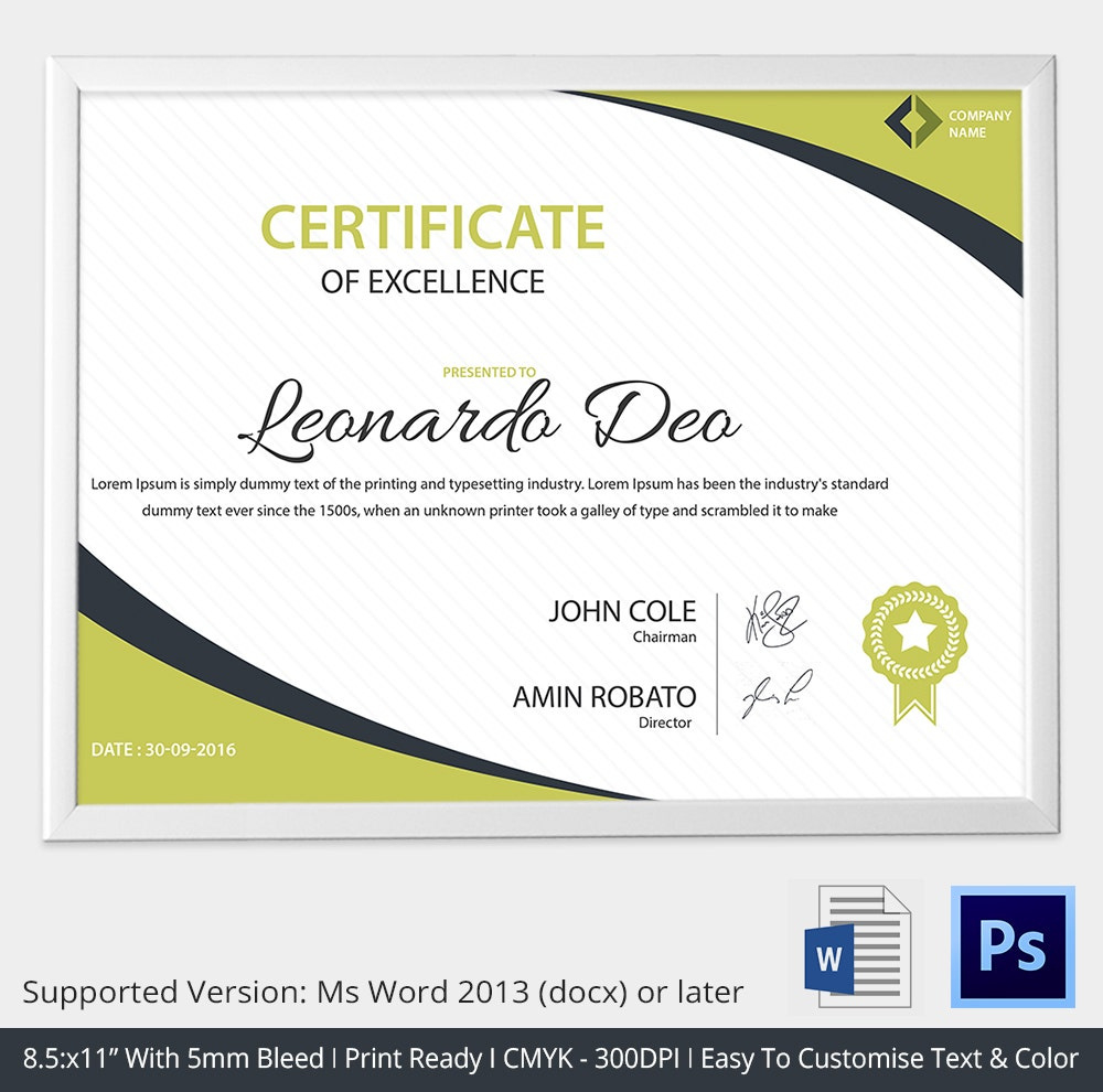 Word Certificate Template 31 Free Download Samples With Regard To Printable Professional Certificate Templates For Word