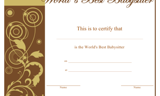World'S Best Babysitter Certificate Template Download With Awesome Best Girlfriend Certificate Template