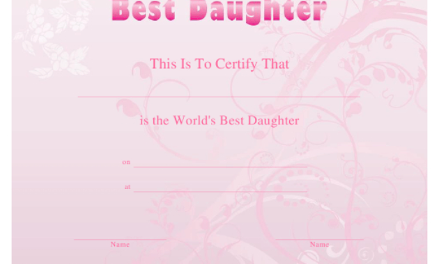 World'S Best Daughter Certificate Template Download With Regard To Best Girlfriend Certificate Template